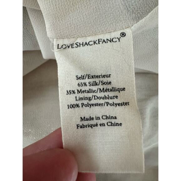 LoveShackFancy Maxi Dress Women’s Medium Wrap Tiered Metallic Gingham - Picture 9 of 16